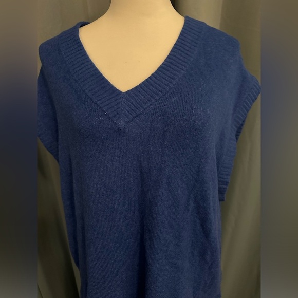 Levi's Sweater Vest Royal Blue Knit Pull Over Mens Large Cotton Vneck - Picture 1 of 7